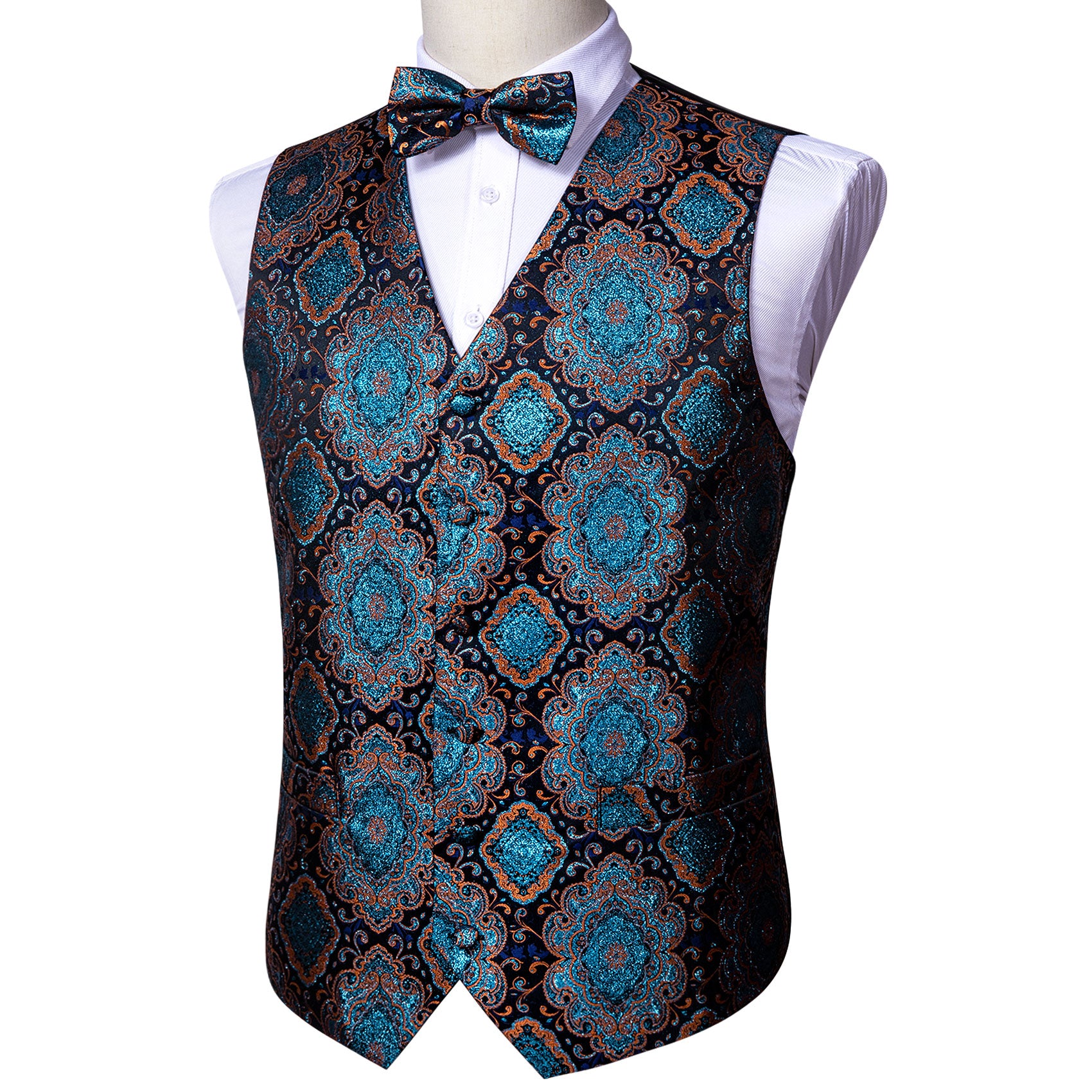 Men's paisley vest hot sale and bow tie