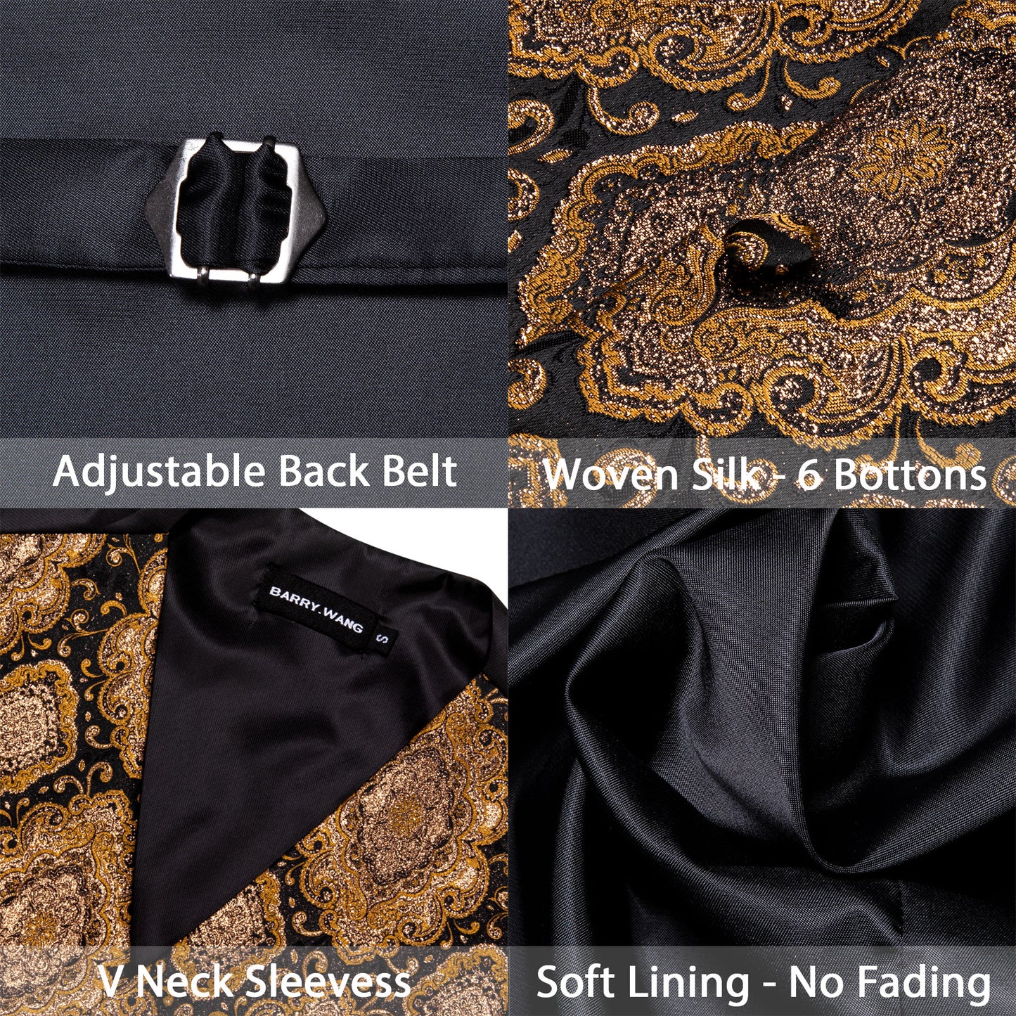 Designer Waistcoat Novelty Bowtie Vest Shiny Diamond Print Bronze