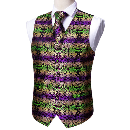 Designer Floral Waistcoat Buy 1 Get 1 Free Random Design in Your Size Silky Novelty Vest Inka Neon Violet