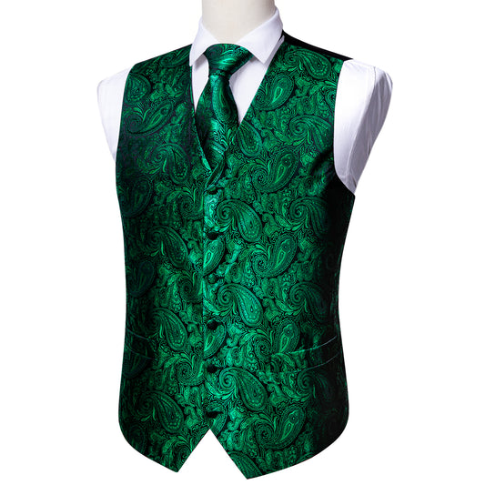 Designer Floral Waistcoat Buy 1 Get 1 Free Random Design in Your Size Silky Novelty Vest Forest Green