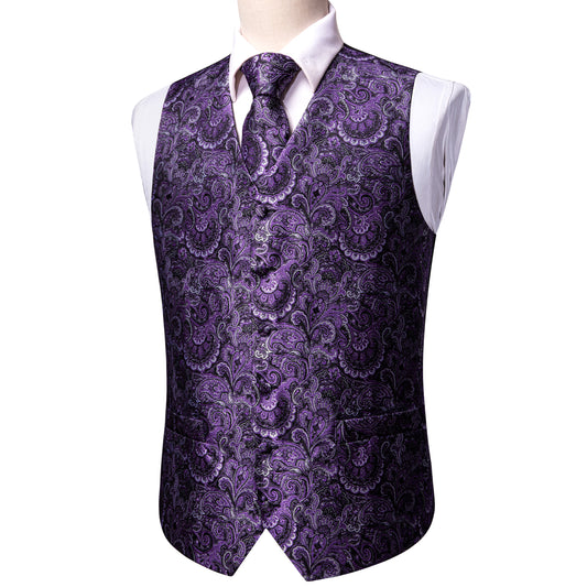 Designer Floral Waistcoat Buy 1 Get 1 Free Random Design in Your Size Silky Novelty Vest Purple Sunrise