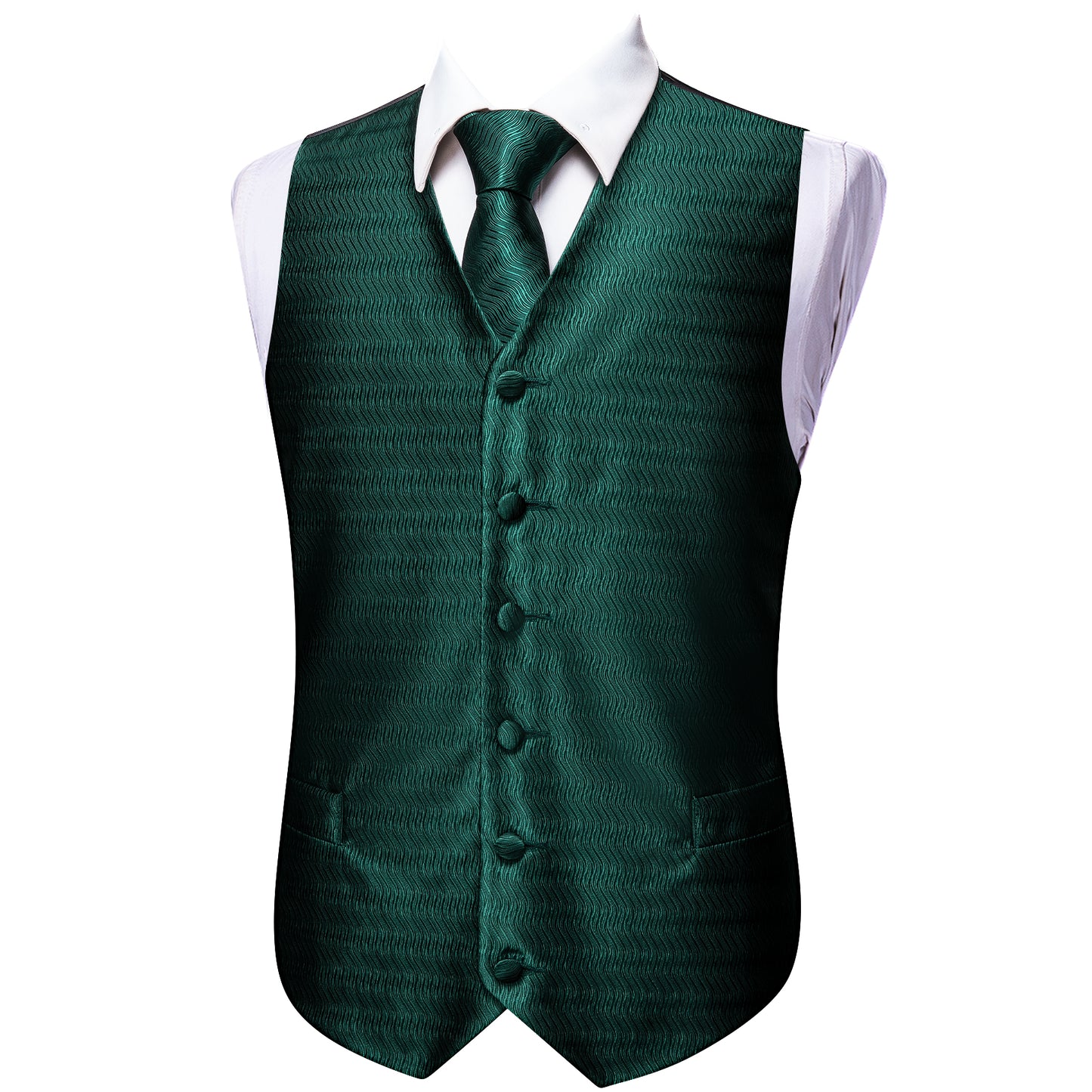 Designer Floral Waistcoat Silky Novelty Vest Pine Green Lane