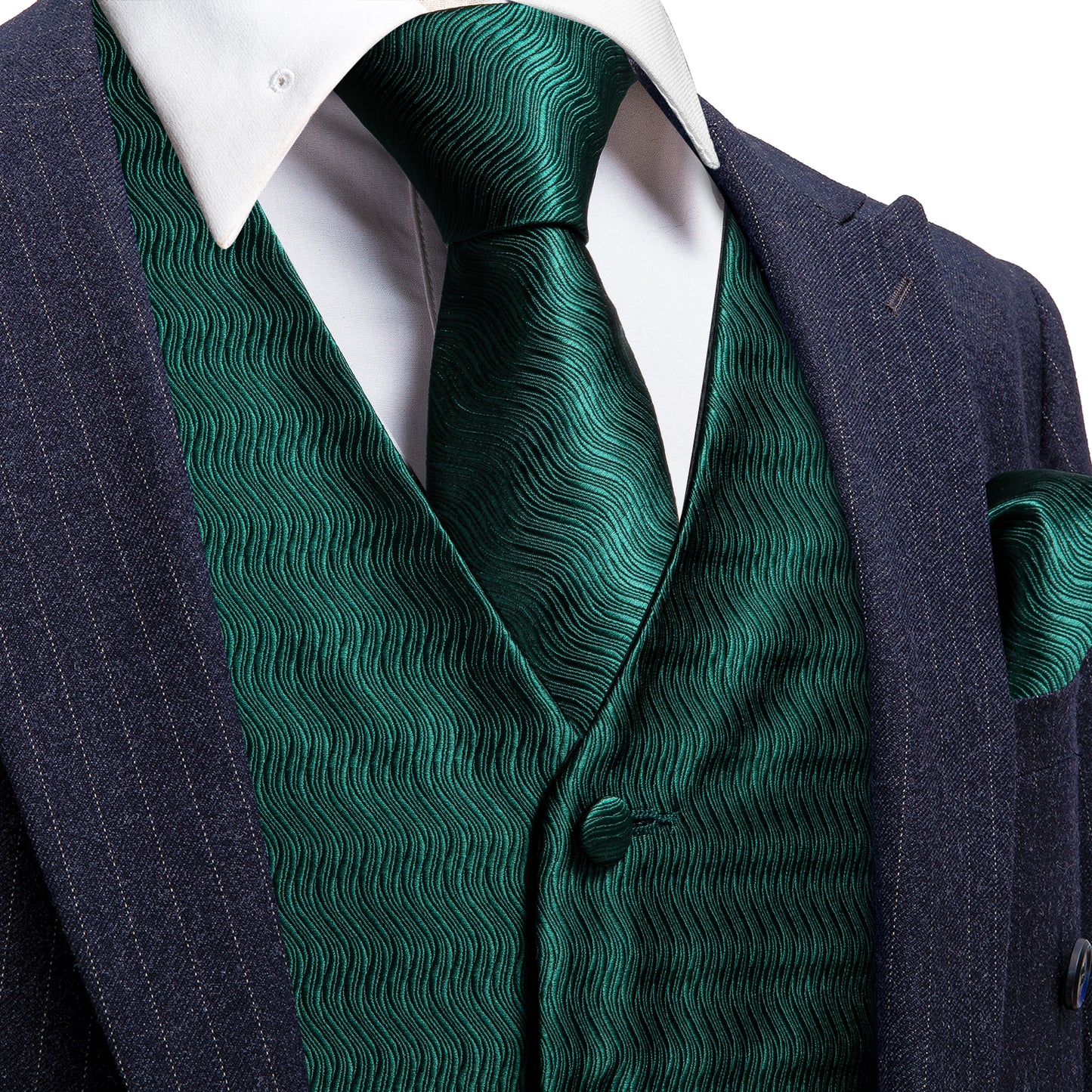 Designer Floral Waistcoat Silky Novelty Vest Pine Green Lane