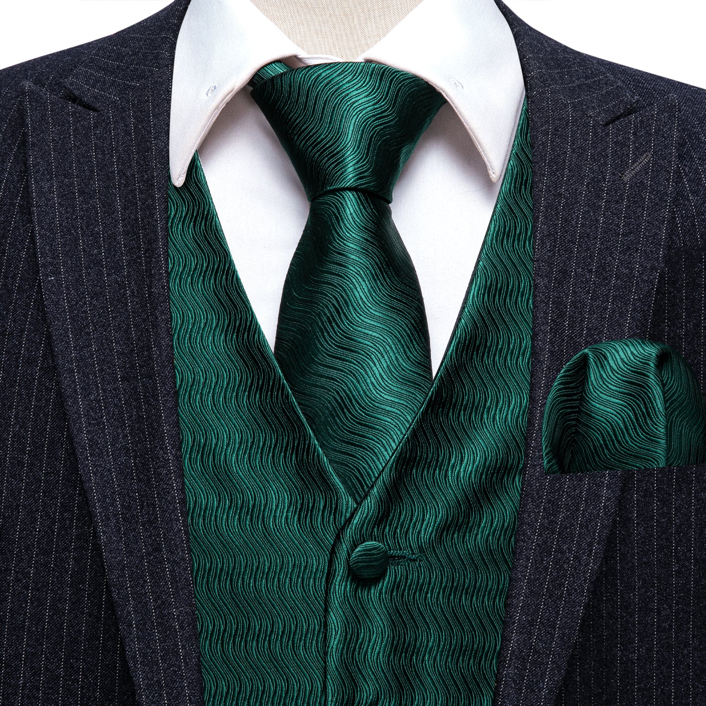 Designer Floral Waistcoat Silky Novelty Vest Pine Green Lane