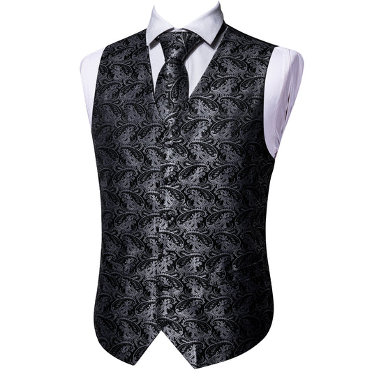 Designer Floral Waistcoat Buy 1 Get 1 Free Random Design in Your Size Silky Novelty Vest Charcoal Grey Shells