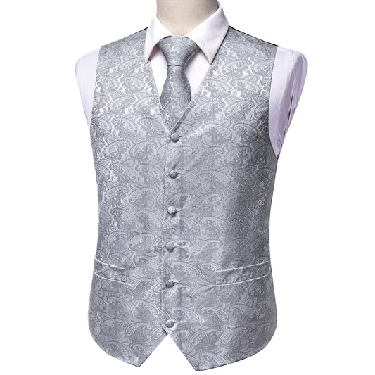Designer Floral Waistcoat Buy 1 Get 1 Free Random Design in Your Size Silky Novelty Vest Silver Shells