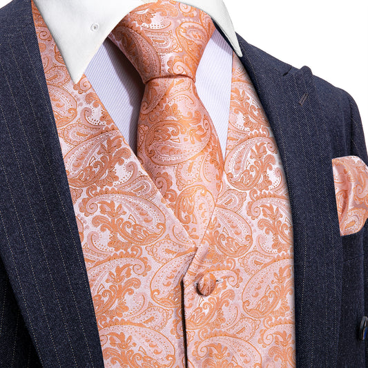 Designer Floral Waistcoat Buy 1 Get 1 Free Random Design in Your Size Silky Novelty Vest Shrimp Orange