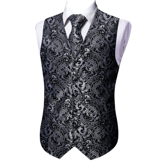 Designer Floral Waistcoat Buy 1 Get 1 Free Random Design in Your Size Silky Novelty Vest Charcoal Damask