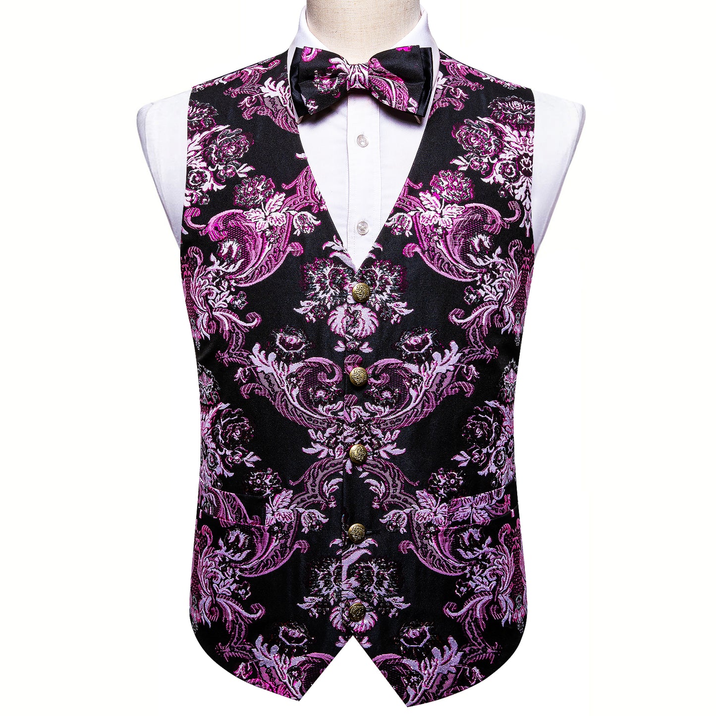 Designer Waistcoat Novelty Bowtie Woven Vest Shiny Palace Feather Violet