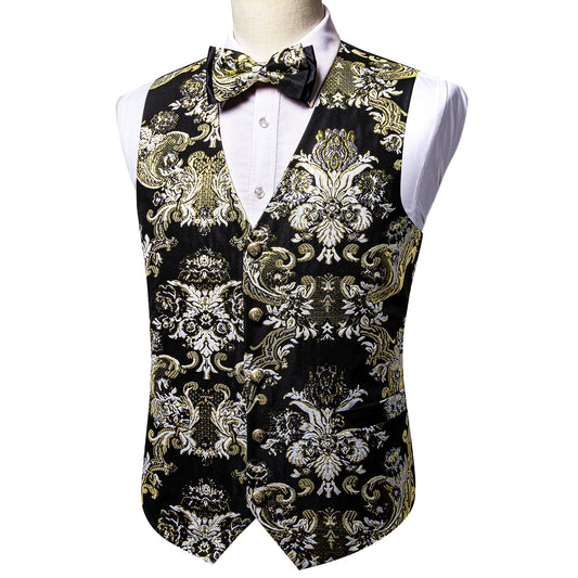 Designer Waistcoat Buy 1 Get 1 Free Random Design in Your Size Novelty Bowtie Woven Vest Shiny Palace Feather Cream