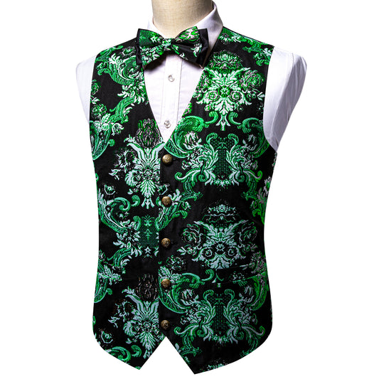 Designer Waistcoat Buy 1 Get 1 Free Random Design in Your Size Novelty Bowtie Woven Vest Shiny Palace Feather Green