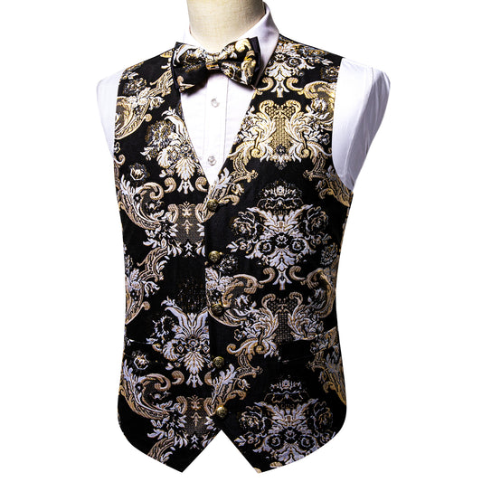 Designer Waistcoat Buy 1 Get 1 Free Random Design in Your Size Novelty Bowtie Woven Vest Shiny Palace Feather Ivory