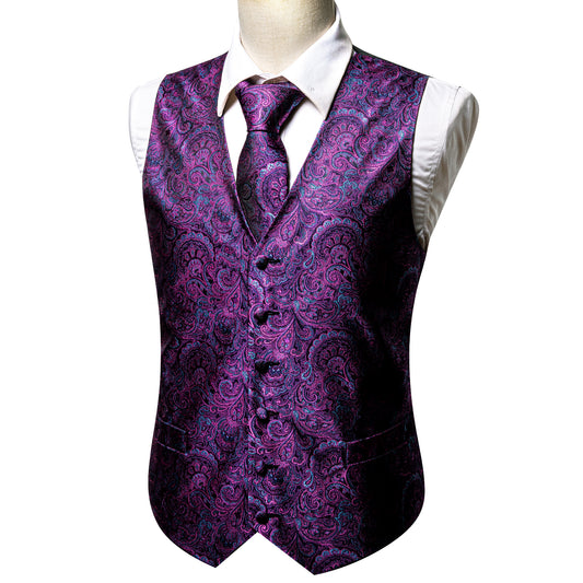 Designer Floral Waistcoat Buy 1 Get 1 Free Random Design in Your Size Silky Novelty Vest Paisley Royal Purple