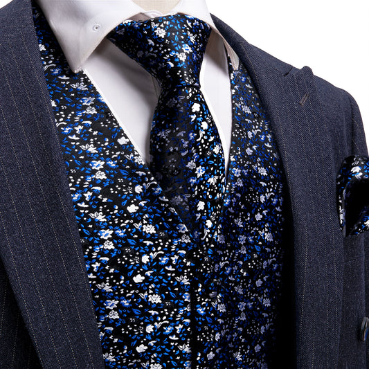 Designer Floral Waistcoat Buy 1 Get 1 Free Random Design in Your Size Silky Novelty Vest Paisley Daisy Blue