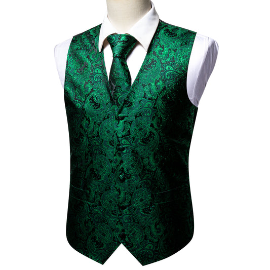 Designer Floral Waistcoat Buy 1 Get 1 Free Random Design in Your Size Silky Novelty Vest Paisley Green Blast