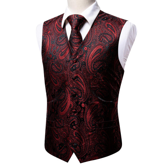Designer Paisley Waistcoat Buy 1 Get 1 Free Random Design in Your Size Silky Novelty Vest Whales Maroon Red
