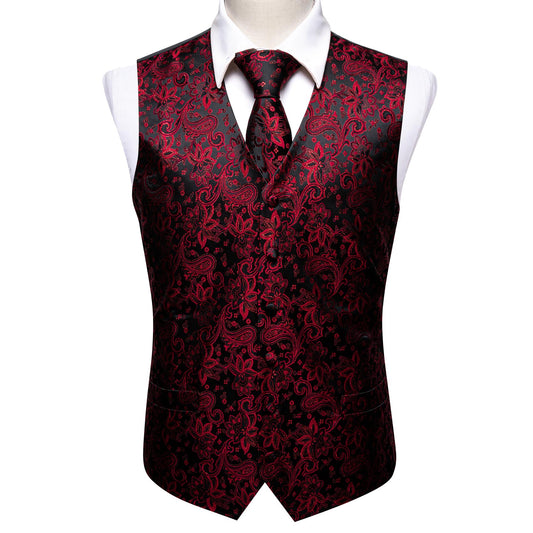 Designer Paisley Waistcoat Buy 1 Get 1 Free Random Design in Your Size Silky Novelty Vest Pond Maroon