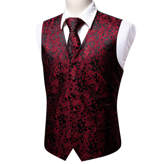 Designer Paisley Waistcoat Buy 1 Get 1 Free Random Design in Your Size Silky Novelty Vest Pond Maroon