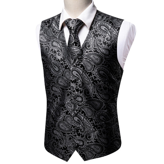 Designer Paisley Waistcoat Buy 1 Get 1 Free Random Design in Your Size Silky Novelty Vest Whales Chaocoal Grey