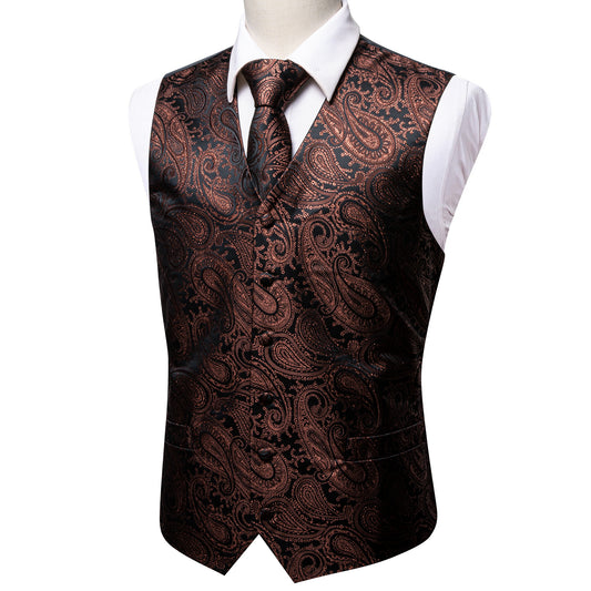 Designer Paisley Waistcoat Buy 1 Get 1 Free Random Design in Your Size Silky Novelty Vest Whales Brown