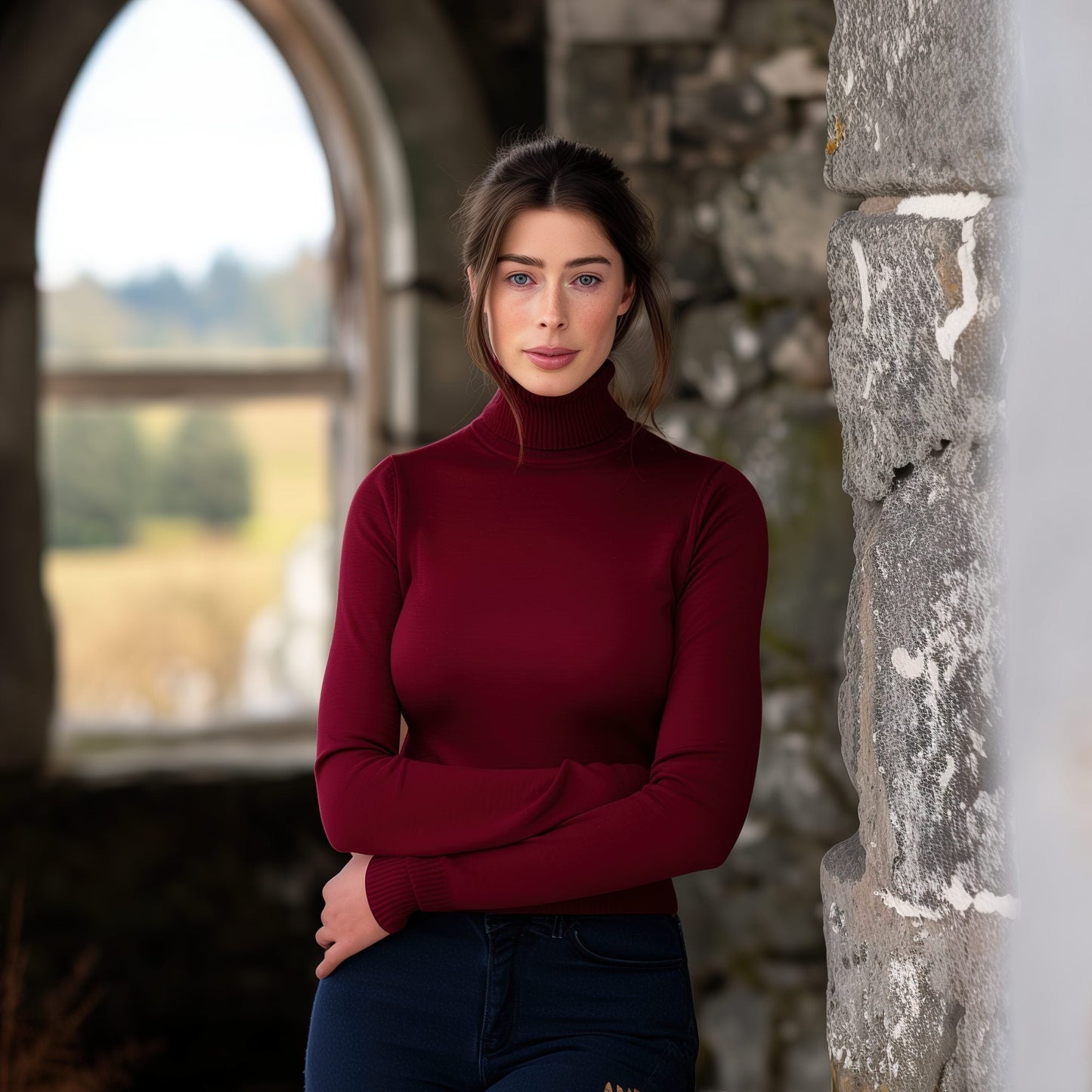 Polo Neck Jumper by Knithouse Caramel WM