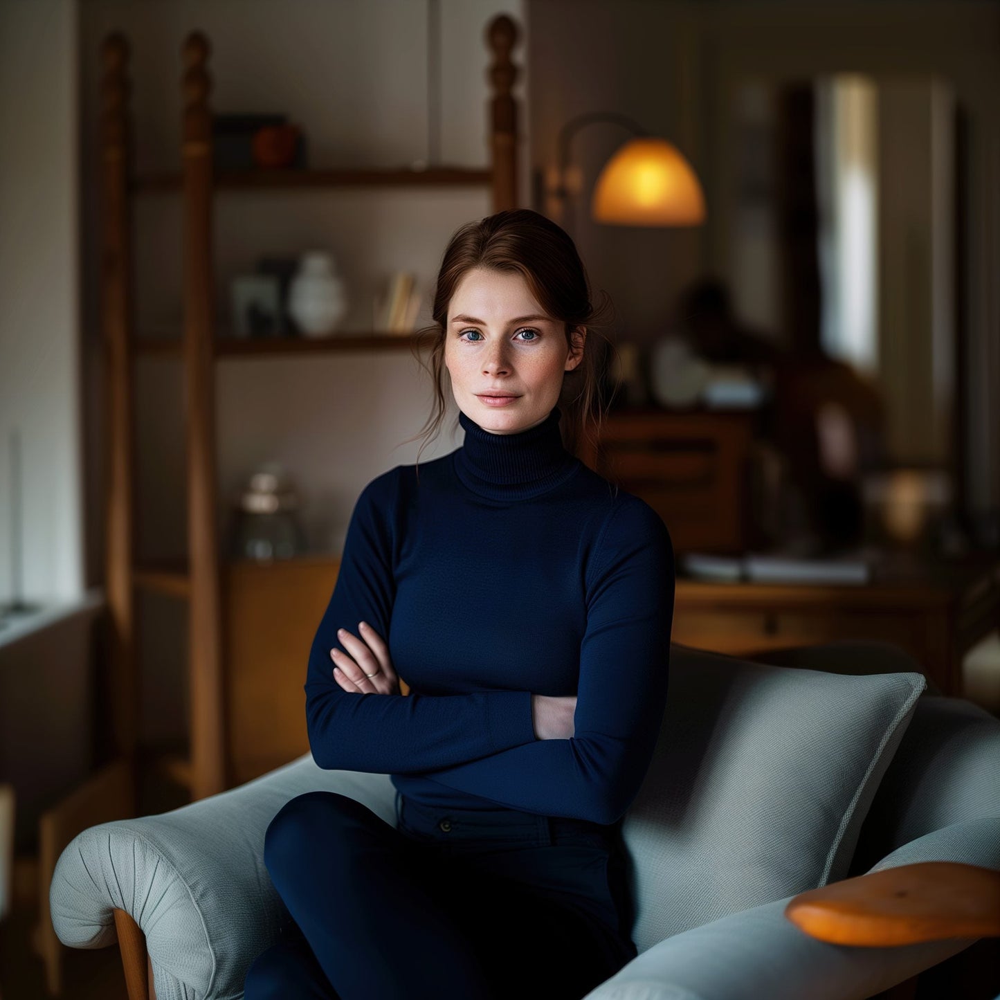 Polo Neck Jumper by Knithouse Navy WM