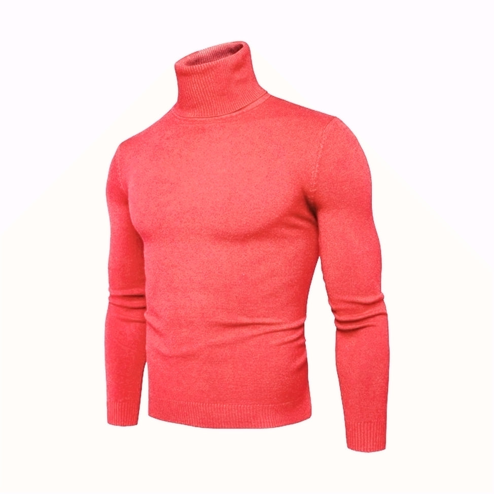 Polo Neck Jumper by Knithouse Coral Red