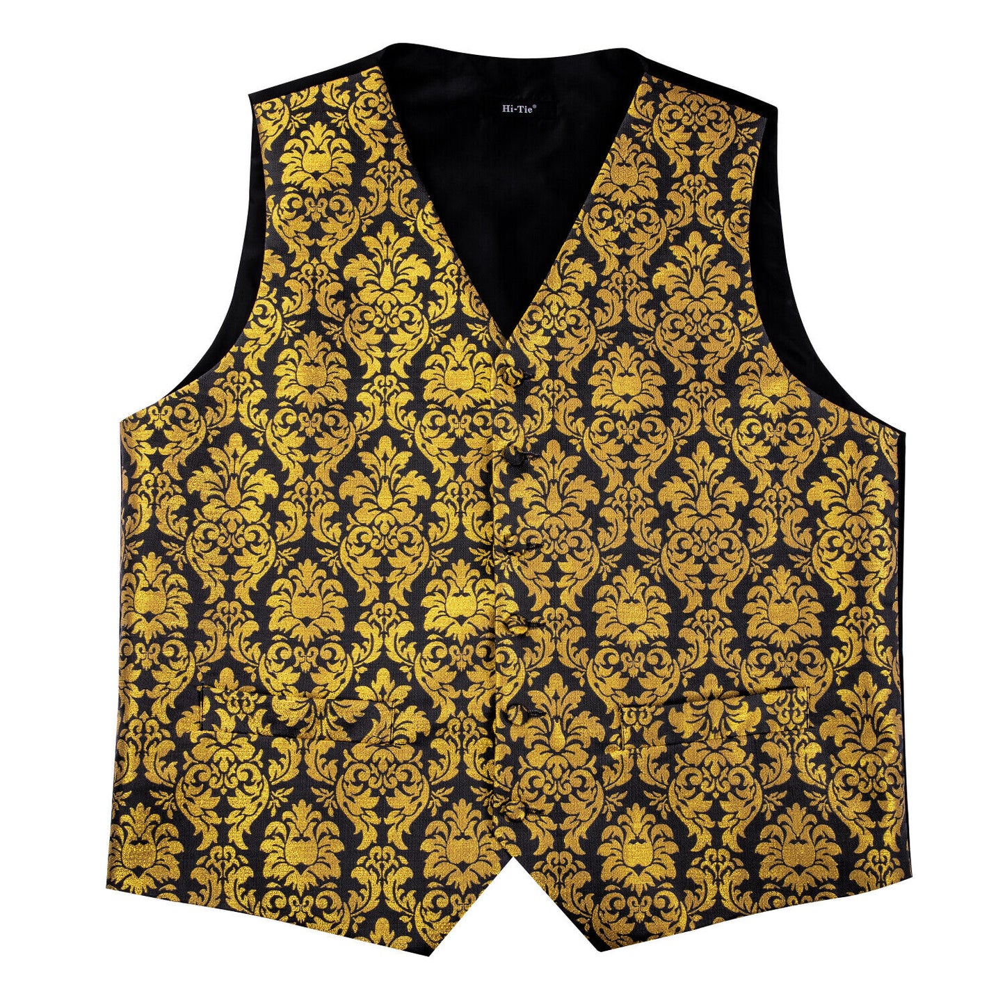 Designer Floral Waistcoat Silky Novelty Bronze Damask