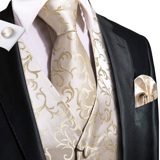 Designer Floral Waistcoat Buy 1 Get 1 Free Random Design in Your Size Silky Novelty Ivory Blades