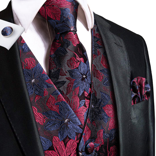 Designer Floral Waistcoat Buy 1 Get 1 Free Random Design in Your Size Silky Novelty Purple Blue