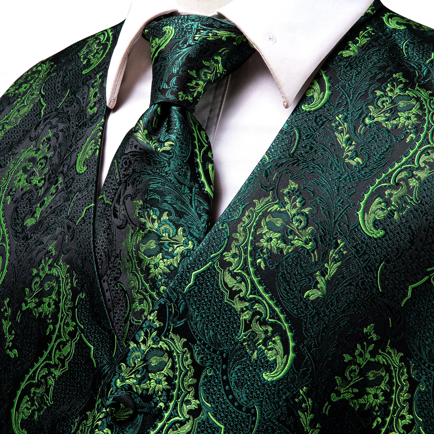 Designer Floral Waistcoat Silky Novelty Forest Serpent