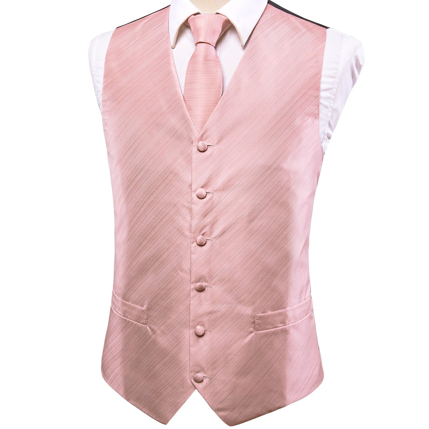 Designer Striped Waistcoat Silky Novelty Vest Pinky Lane