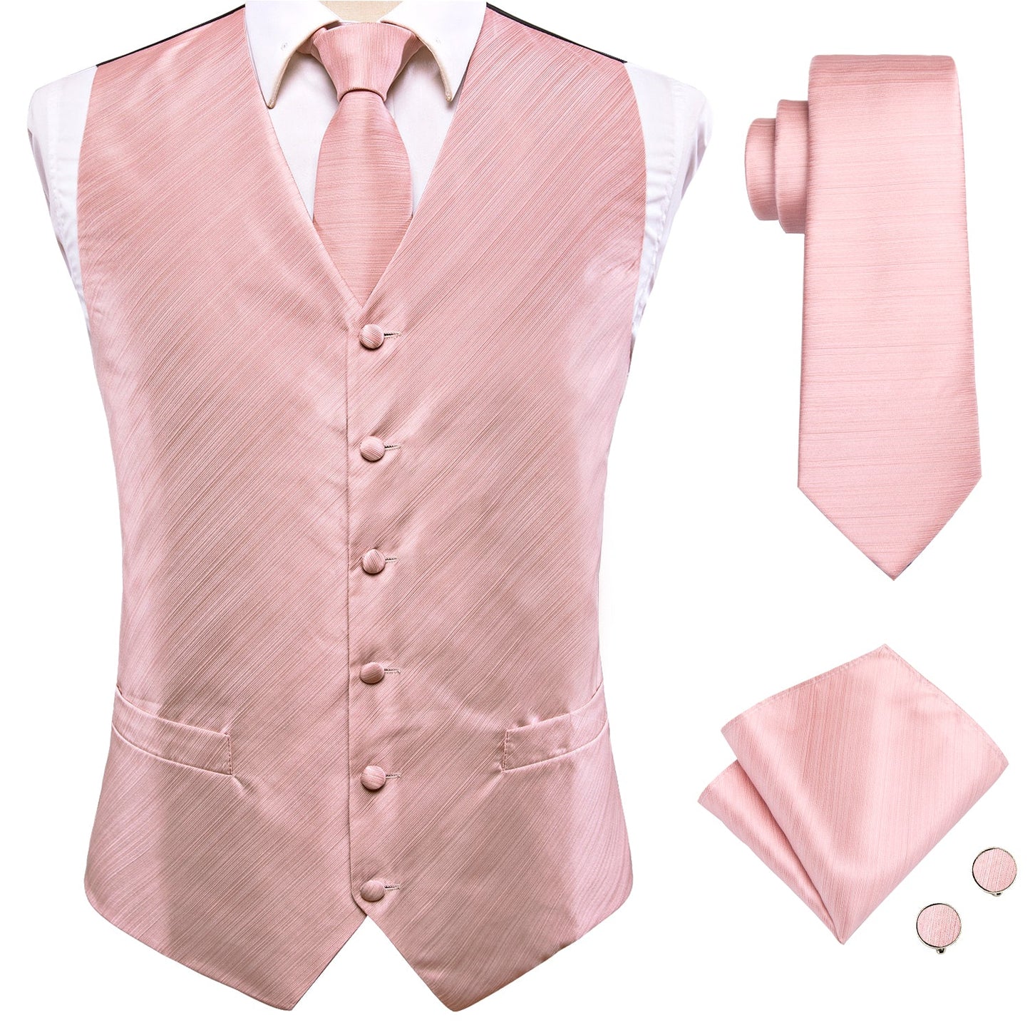 Designer Striped Waistcoat Silky Novelty Vest Pinky Lane