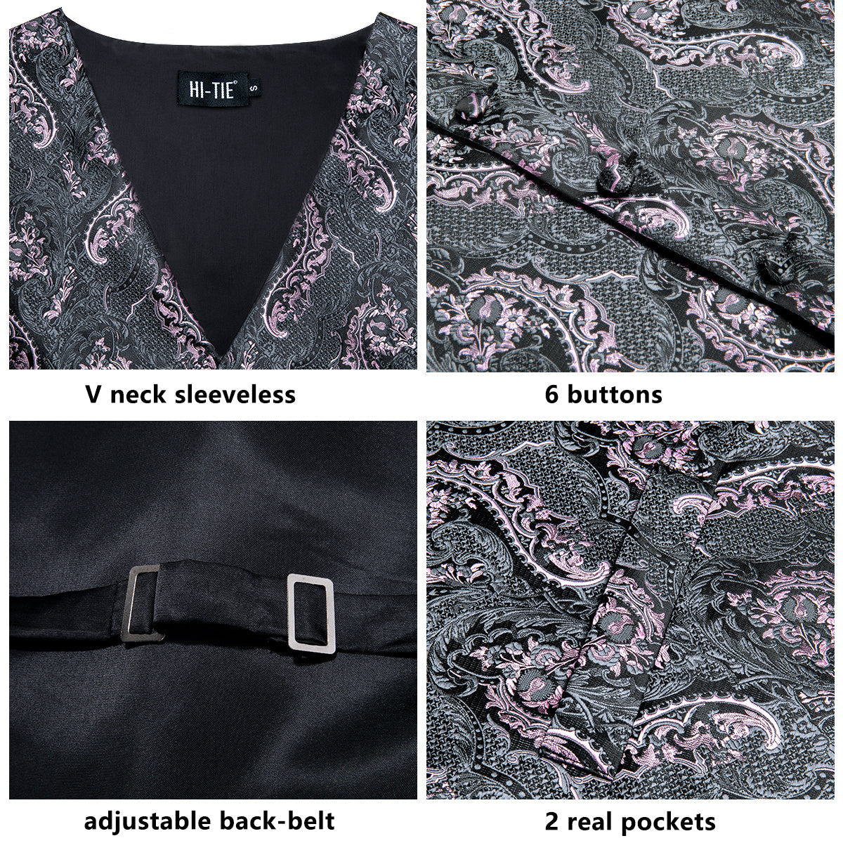 Designer Floral Waistcoat Silky Novelty Vest Peach Serpent