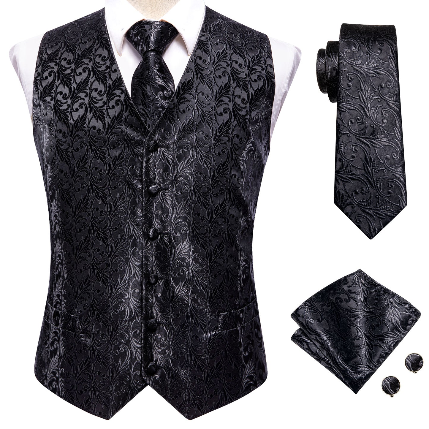 Men's Designer Waistcoat Vintage Vest Silky Set Tuxedo Gilet Gone Glory