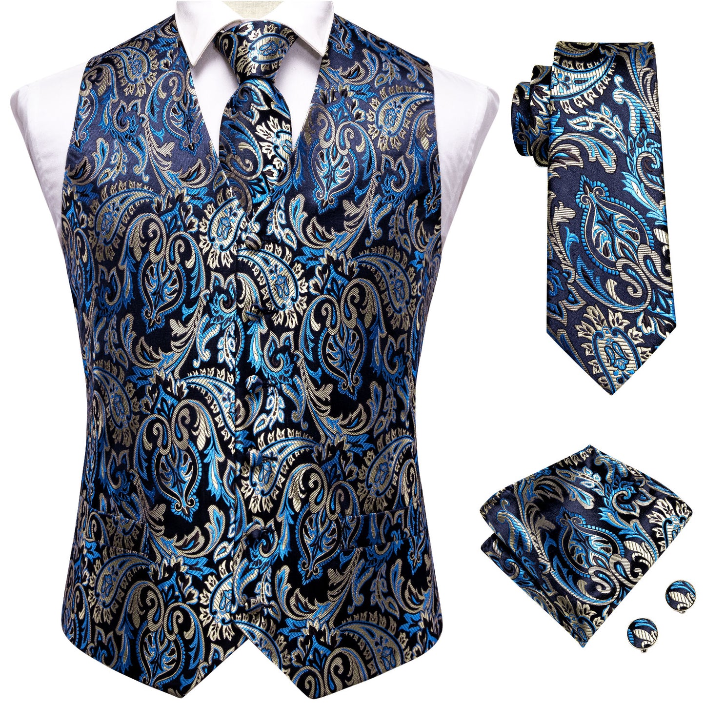 Men's Designer Waistcoat Vintage Vest Silky Set Tuxedo Gilet DP Iron