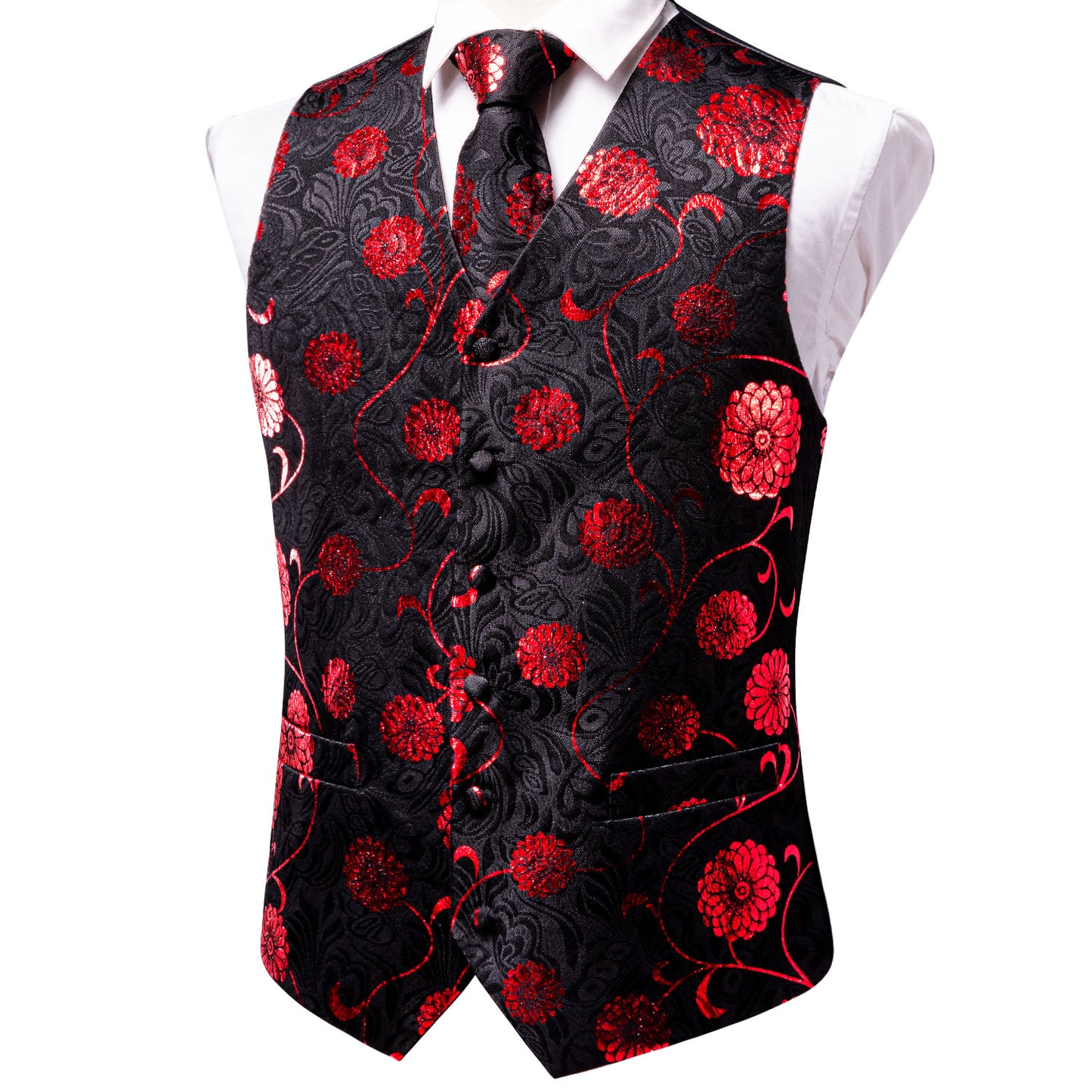 Men's Designer Waistcoat Vintage Vest Silky Set Tuxedo Gilet Lycor Daisy