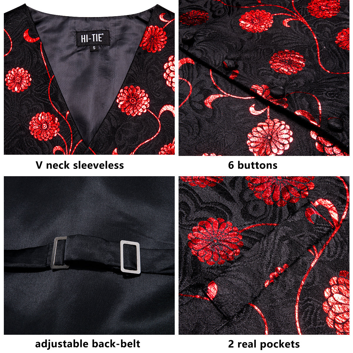 Designer Floral Waistcoat Silky Novelty Vest Lycor Daisy