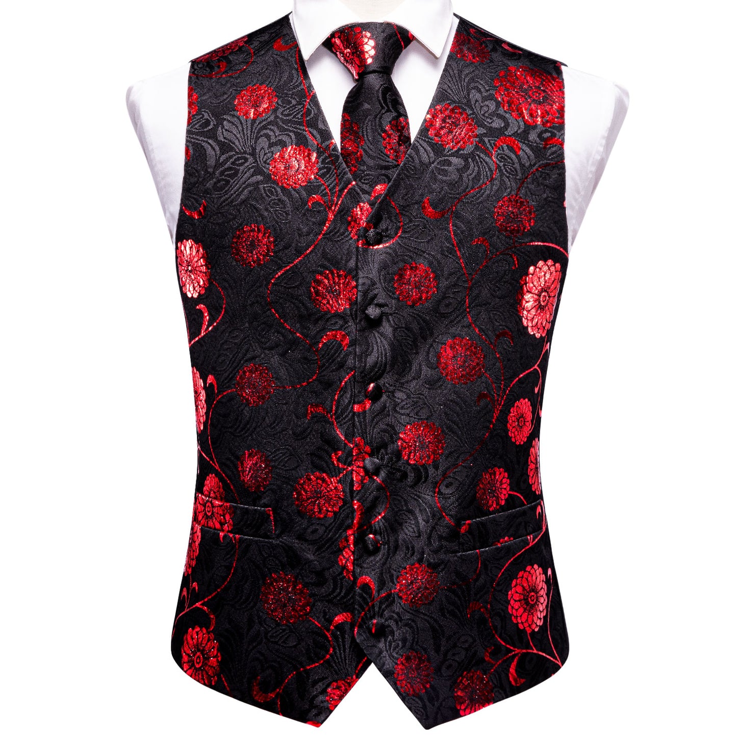 Men's Designer Waistcoat Vintage Vest Silky Set Tuxedo Gilet Lycor Daisy