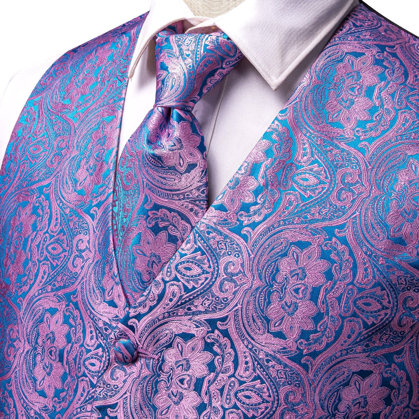 Designer Floral Waistcoat Silky Novelty Vest Orchid Palace