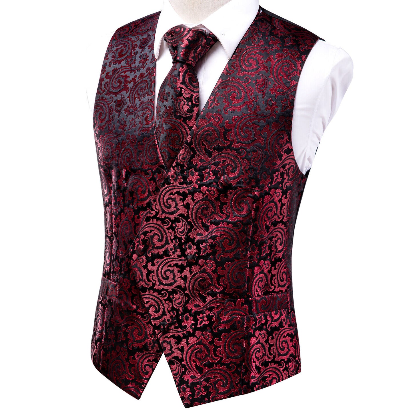 Men's Designer Waistcoat Vintage Vest Silky Set Tuxedo Gilet AS Marron