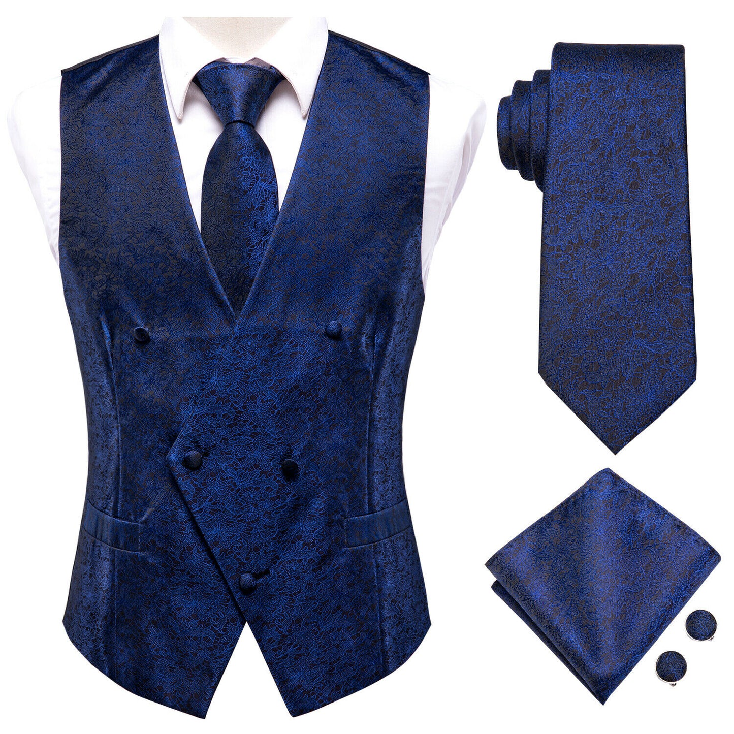 Men's Designer Waistcoat Vintage Vest Silky Set Tuxedo Gilet AS Royal