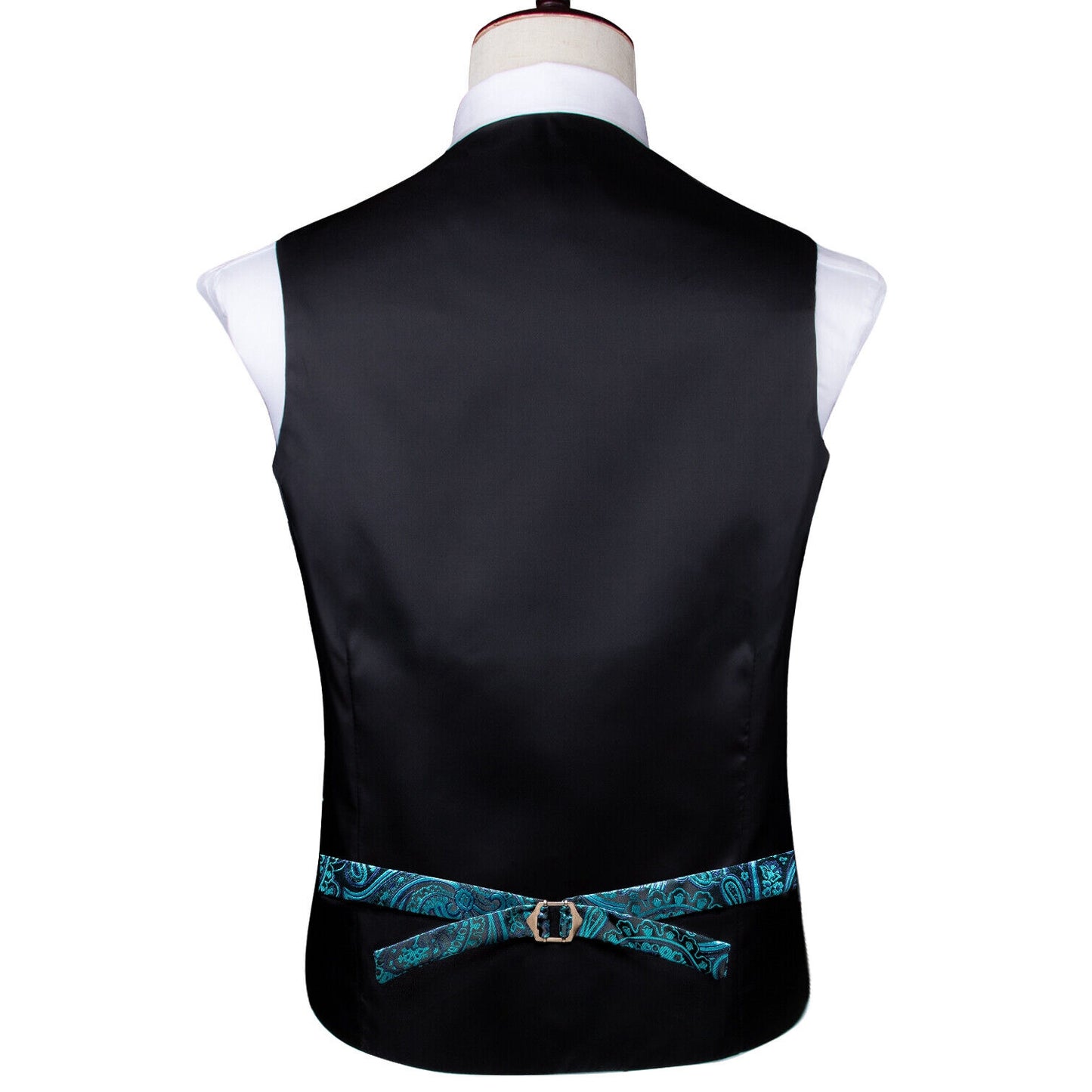 Men's Designer Waistcoat Vintage Vest Silky Set Tuxedo Gilet AS Turquoise