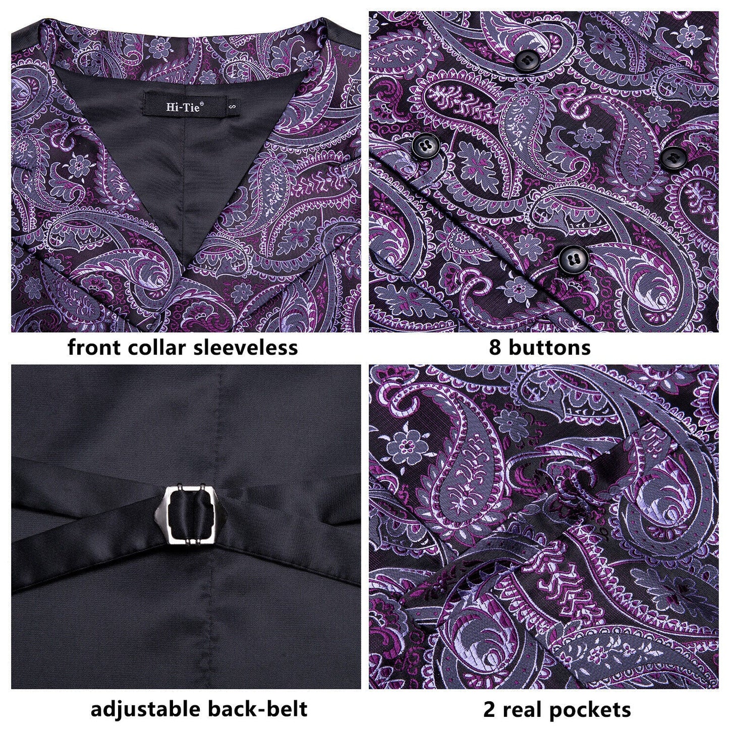 Victorian Waistcoat Novelty Vintage Silky Vest Double Breasted Raisin