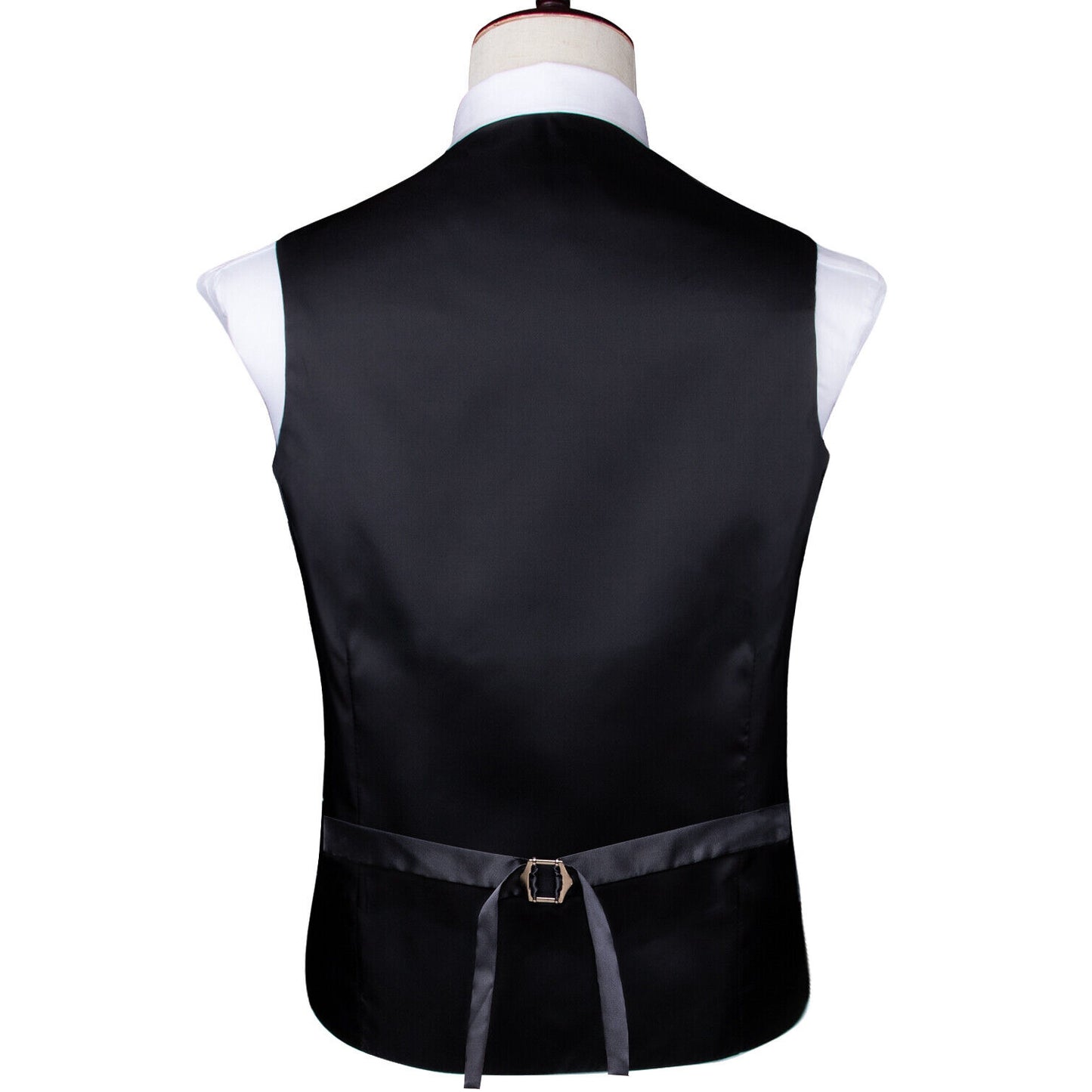 Men's Double Breasted Waistcoat Vintage Vest Silky Set Tuxedo Gilet DB Raisin