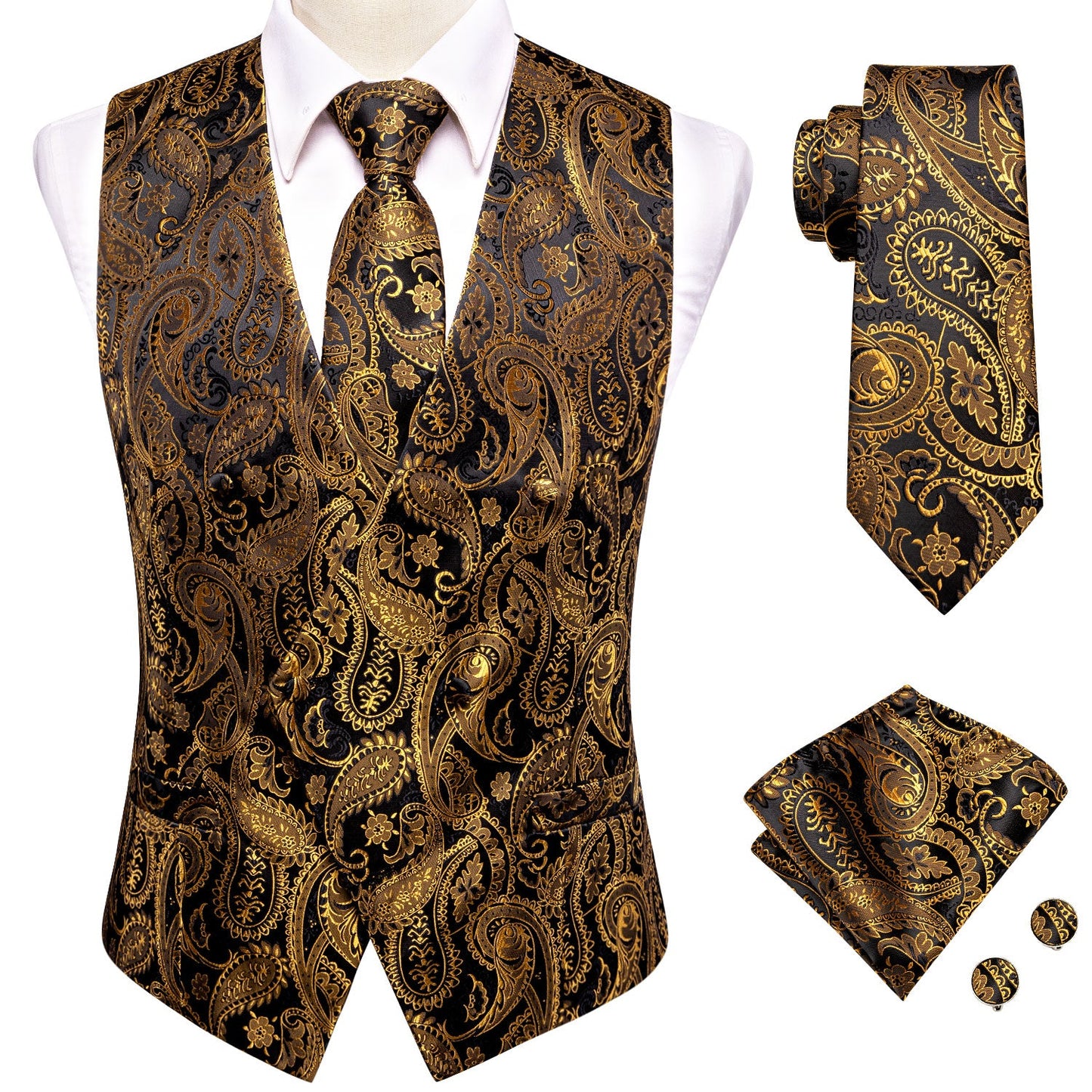 Victorian Waistcoat Novelty Vintage Silky Vest Asymmetric Bronze