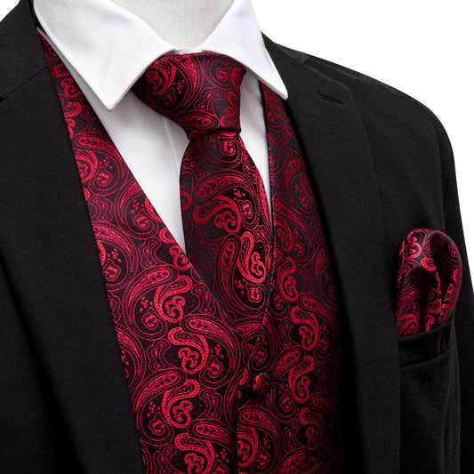 Designer Floral Waistcoat Buy 1 Get 1 Free Random Design in Your Size Silky Novelty Vest Paisley Red
