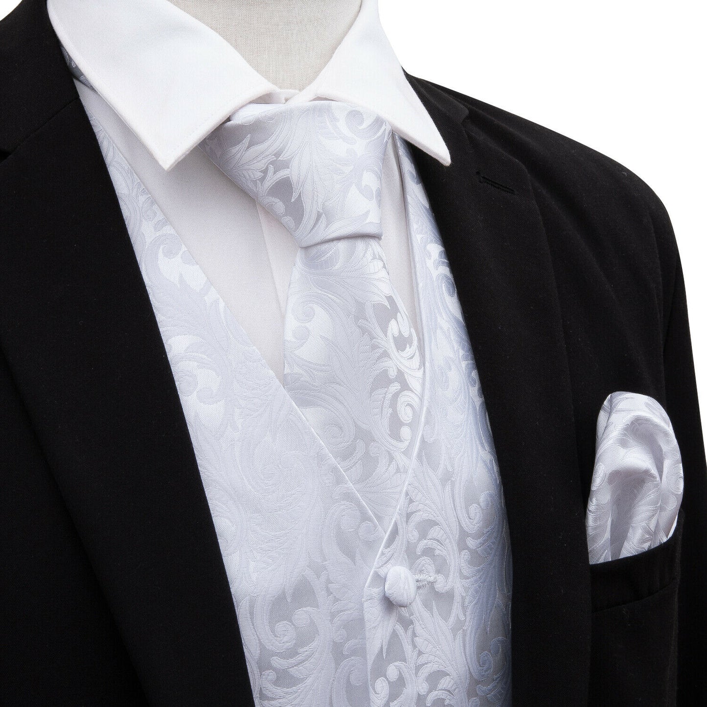Designer Floral Waistcoat Silky Novelty Vest Snow Palace