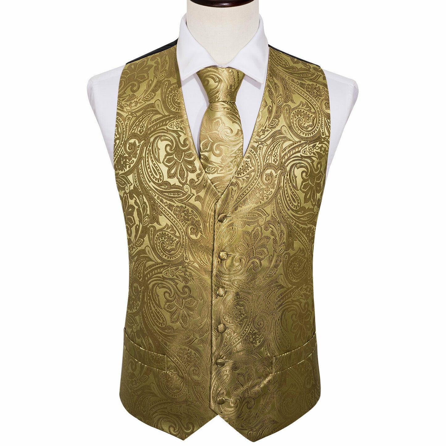 Designer Floral Waistcoat Silky Novelty Vest Golden Palace