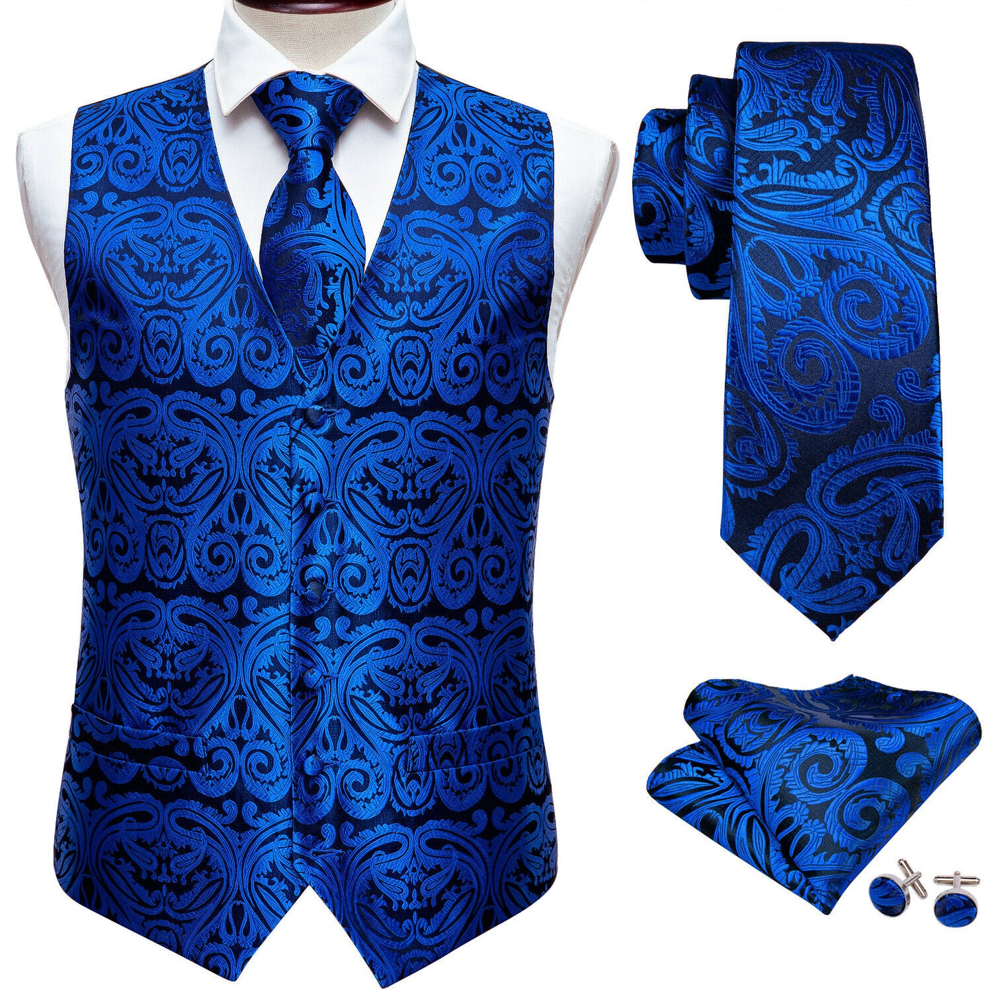 Designer Floral Waistcoat Silky Novelty Vest Royal Palace